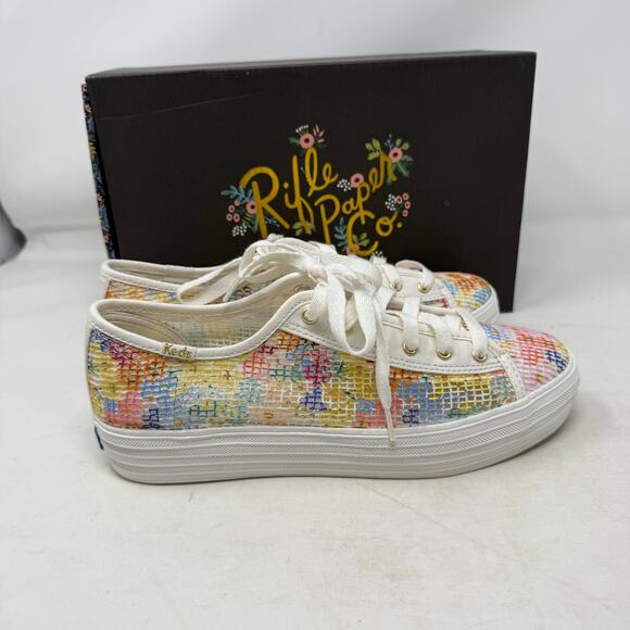 Keds x Rifle Paper Co. Triple Kick Mesh Margaux Floral Platform Sneakers Size 7M - Picture 5 of 13